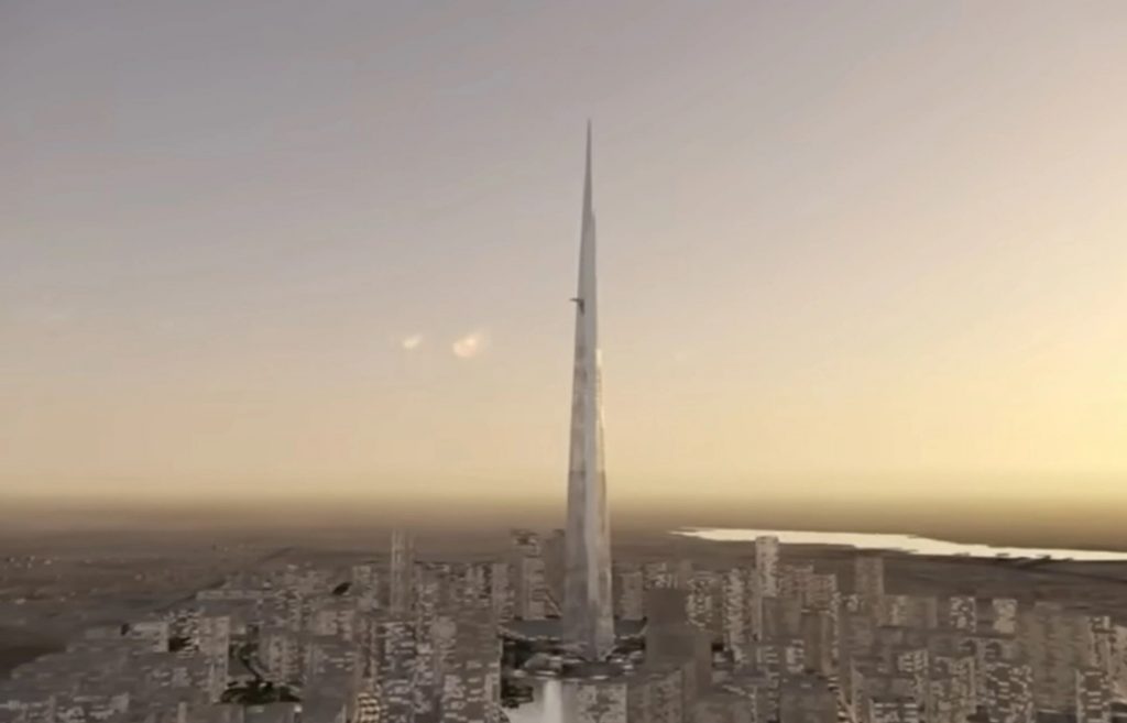 The tallest skyscraper in the world is under construction in the suburbs of the city of Jeddah in Saudi Arabia